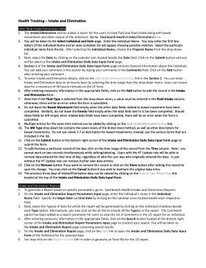 Health Tracking Intake and Elimination Form