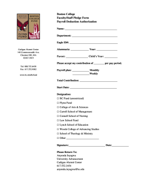 Boston College Faculty Staff Pledge Form