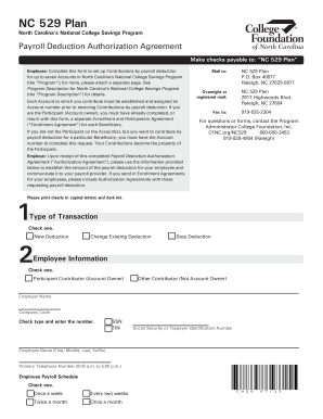 Wage deduction authorization agreement - BPayroll Deductionb Authorization Agreement - CFNC - cfnc