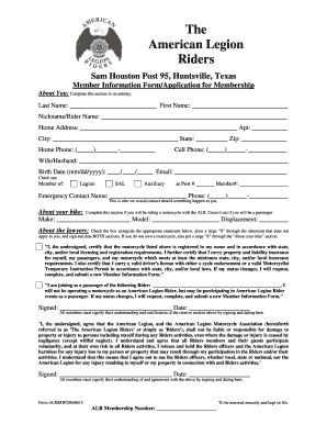 American Legion Riders Membership Application