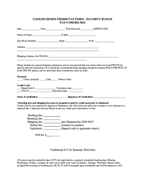 Cooled Semen Order Fax Form