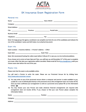 Fillable Online SK Insurance Exam Registration Form Fax Email Print ...