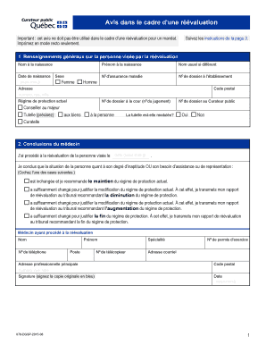 Avis dans le cadre d'une réévaluation