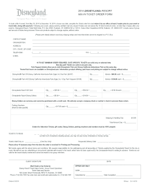 Disneyland Resort Mix-In Ticket Order Form