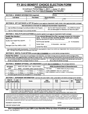 FY 2012 Benefit Choice Election Form