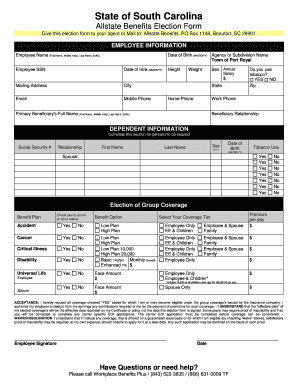 South Carolina Allstate Benefits Election Form