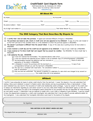 Credit/Debit Card Dispute Form