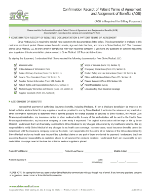 Patient Terms of Agreement and Assignment of Benefits Form