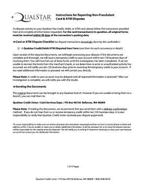 Qualstar Credit Union Card Dispute Form
