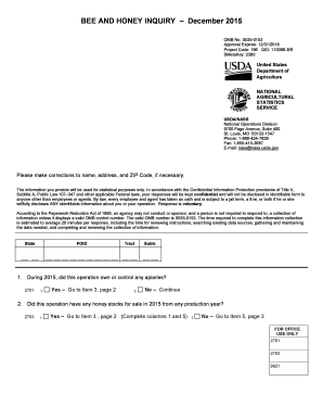 USDA Bee and Honey Inquiry Form