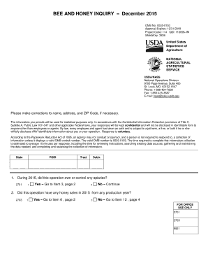 USDA Bee and Honey Inquiry Form