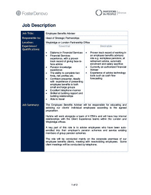 Employee Benefits Adviser Job Description