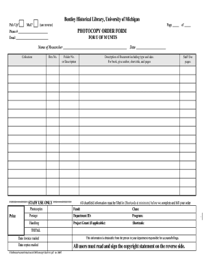 Photocopy Order Form
