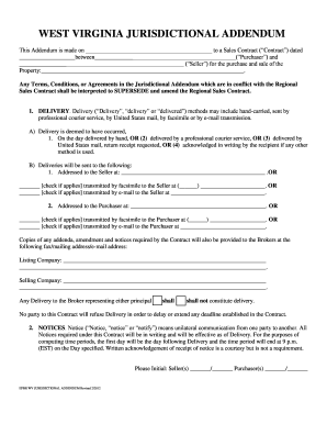 West Virginia Jurisdictional Addendum to Sales Contract