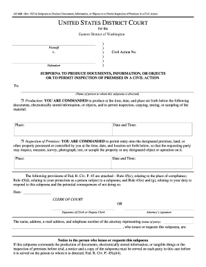 US Federal Subpoena to Produce Documents