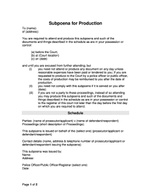 Subpoena for Production
