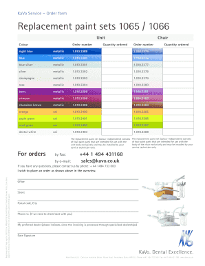 KaVo Service Order Form