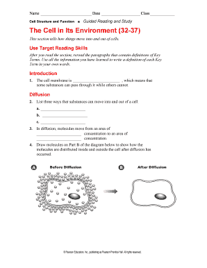 Cell Structure and Function Worksheet