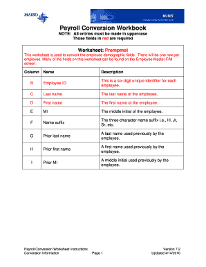 Payroll Conversion Worksheet