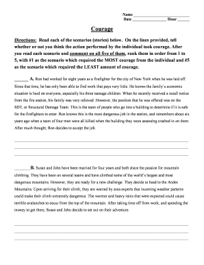 Courage Assessment Form