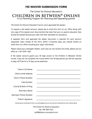 Fee Waiver Submission Form