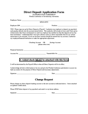 Direct Deposit Authorization Form