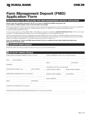 Farm Management Deposit Application Form