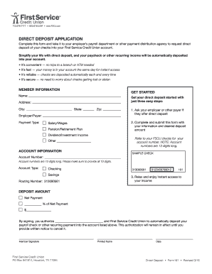 Direct Deposit Application Form