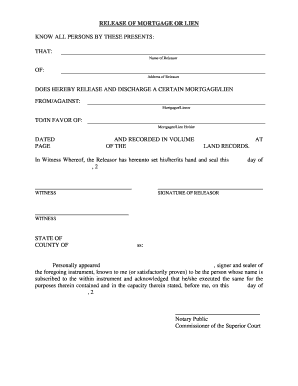 Release of Mortgage or Lien