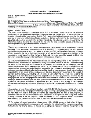 Uniform Cancellation Affidavit
