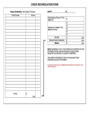 Check Reconciliation Form