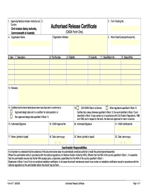 Authorised Release Certificate