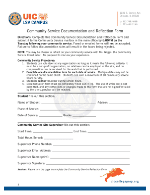 Community Service Documentation and Reflection Form