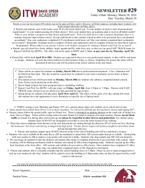 Speer Academy Parent Newsletter
