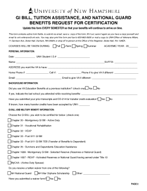 GI Bill Benefits Request for Certification