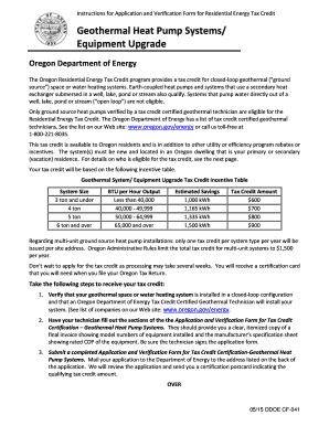 Oregon Residential Energy Tax Credit Application Form