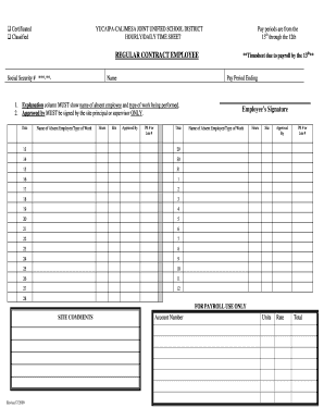Classified Hourly/Daily Timesheet