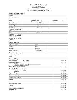 Vehicle Rental Contract