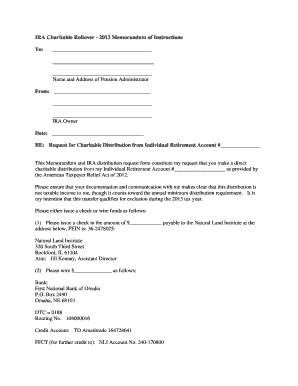 IRA Charitable Rollover Request Form