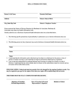 HIPAA Authorization Form