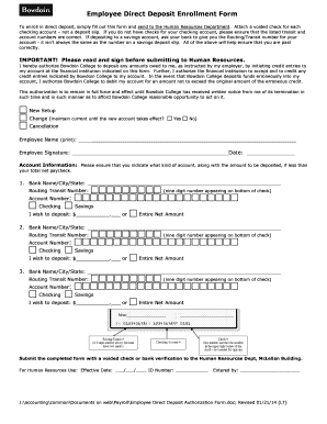 Employee loan agreement format - Employee Direct Deposit Enrollment Form - Bowdoin College - bowdoin