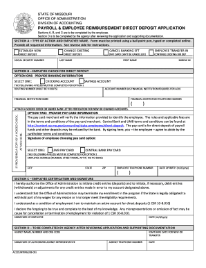 Missouri Payroll Direct Deposit Application