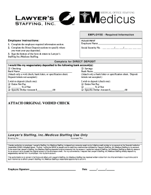 Employee Direct Deposit Authorization Form