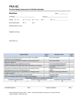 Practice Ready Assessment of British Columbia