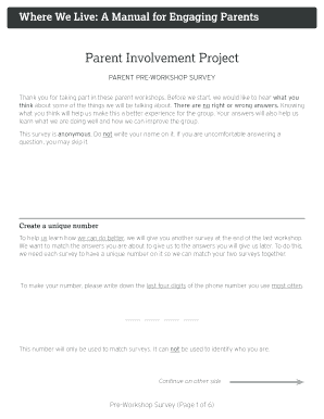 Parent Pre-Workshop Survey