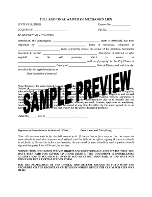 Full and Final Waiver of Mechanics Lien