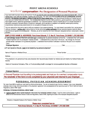 California Pre-Designation of Personal Physician Form