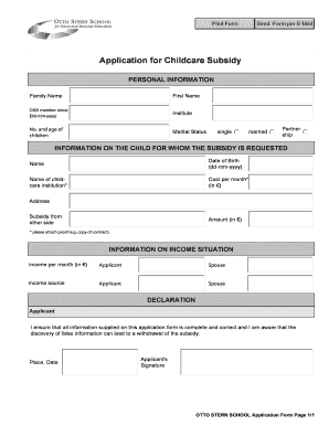 Childcare Subsidy Application Form