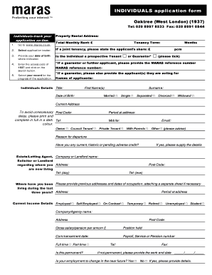 UK Tenant Application Form