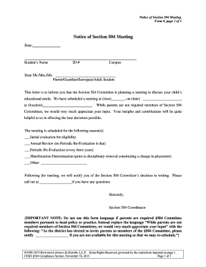Section 504 Meeting Notice